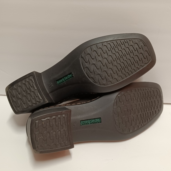 JOSEF SEIBEL Leather Monk Strap w/ Hook & Loop Square Toe Chunky Heel - Picture 11 of 13